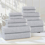 Superior Amelia Cotton Blend Diagonal Ribbed 12 Piece Towel Set