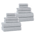 Superior Amelia Cotton Blend Diagonal Ribbed 12 Piece Towel Set