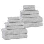 Superior Amelia Cotton Blend Diagonal Ribbed 12 Piece Towel Set
