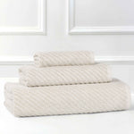 Superior Amelia Cotton Blend Diagonal Ribbed 3 Piece Towel Set