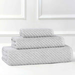 Superior Amelia Cotton Blend Diagonal Ribbed 3 Piece Towel Set