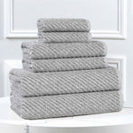 Superior Amelia Cotton Blend Diagonal Ribbed 6 Piece Towel Set