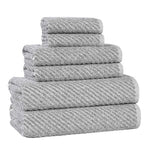 Superior Amelia Cotton Blend Diagonal Ribbed 6 Piece Towel Set
