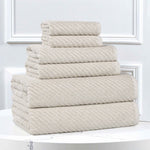 Superior Amelia Cotton Blend Diagonal Ribbed 6 Piece Towel Set