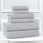 Superior Amelia Cotton Blend Diagonal Ribbed 6 Piece Towel Set