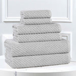 Superior Amelia Cotton Blend Diagonal Ribbed 6 Piece Towel Set