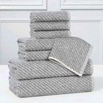 Superior Amelia Cotton Blend Diagonal Ribbed 8 Piece Towel Set