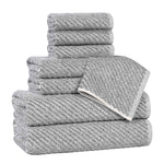 Superior Amelia Cotton Blend Diagonal Ribbed 8 Piece Towel Set