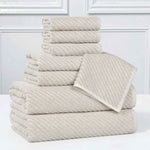 Superior Amelia Cotton Blend Diagonal Ribbed 8 Piece Towel Set