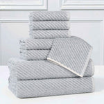Superior Amelia Cotton Blend Diagonal Ribbed 8 Piece Towel Set