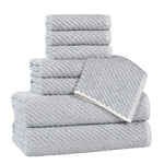 Superior Amelia Cotton Blend Diagonal Ribbed 8 Piece Towel Set