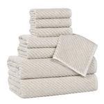 Superior Amelia Cotton Blend Diagonal Ribbed 8 Piece Towel Set