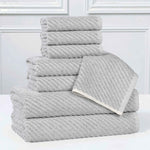 Superior Amelia Cotton Blend Diagonal Ribbed 8 Piece Towel Set