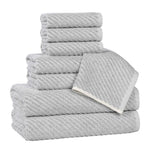 Superior Amelia Cotton Blend Diagonal Ribbed 8 Piece Towel Set