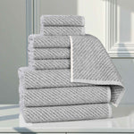 Superior Amelia Cotton Blend Diagonal Ribbed 9 Piece Towel Set