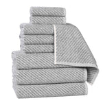 Superior Amelia Cotton Blend Diagonal Ribbed 9 Piece Towel Set