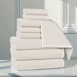 Superior Amelia Cotton Blend Diagonal Ribbed 9 Piece Towel Set
