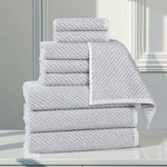 Superior Amelia Cotton Blend Diagonal Ribbed 9 Piece Towel Set