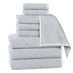 Superior Amelia Cotton Blend Diagonal Ribbed 9 Piece Towel Set
