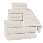 Superior Amelia Cotton Blend Diagonal Ribbed 9 Piece Towel Set