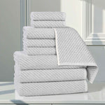 Superior Amelia Cotton Blend Diagonal Ribbed 9 Piece Towel Set