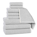 Superior Amelia Cotton Blend Diagonal Ribbed 9 Piece Towel Set
