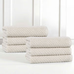 Superior Amelia Cotton Blend Diagonal Ribbed Hand Towels, Set of 6
