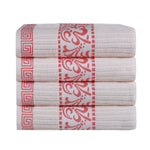Cotton Terry Greek Key Bath Towel Set of 4
