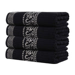 Cotton Terry Greek Key Bath Towel Set of 4