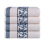 Cotton Terry Greek Key Bath Towel Set of 4