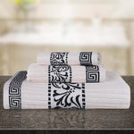 Superior Athens Cotton Floral Greek Key 3 Piece Towel Set