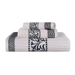 Superior Athens Cotton Floral Greek Key 3 Piece Towel Set