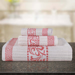 Superior Athens Cotton Floral Greek Key 3 Piece Towel Set