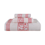 Superior Athens Cotton Floral Greek Key 3 Piece Towel Set