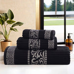 Superior Athens Cotton Floral Greek Key 3 Piece Towel Set