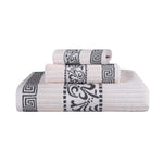 Superior Athens Cotton Floral Greek Key 3 Piece Towel Set