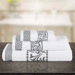 Superior Athens Cotton Floral Greek Key 3 Piece Towel Set