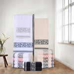 Superior Cotton 8-Piece Towel Set with Greek Scroll and Floral Pattern