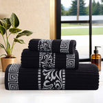 Superior Athens Cotton Floral Greek Key 3 Piece Towel Set