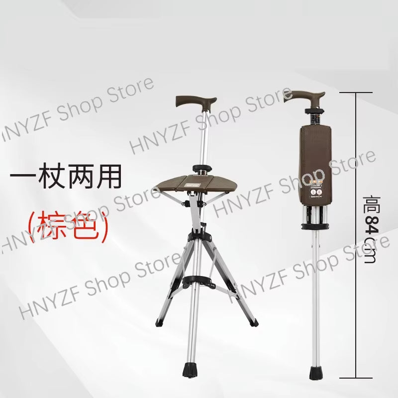 Portable Walking Stool Anti-Slip Walking Aid Walking Chair Multi-Functional Ultra-Light Folding Stool for the Elderly