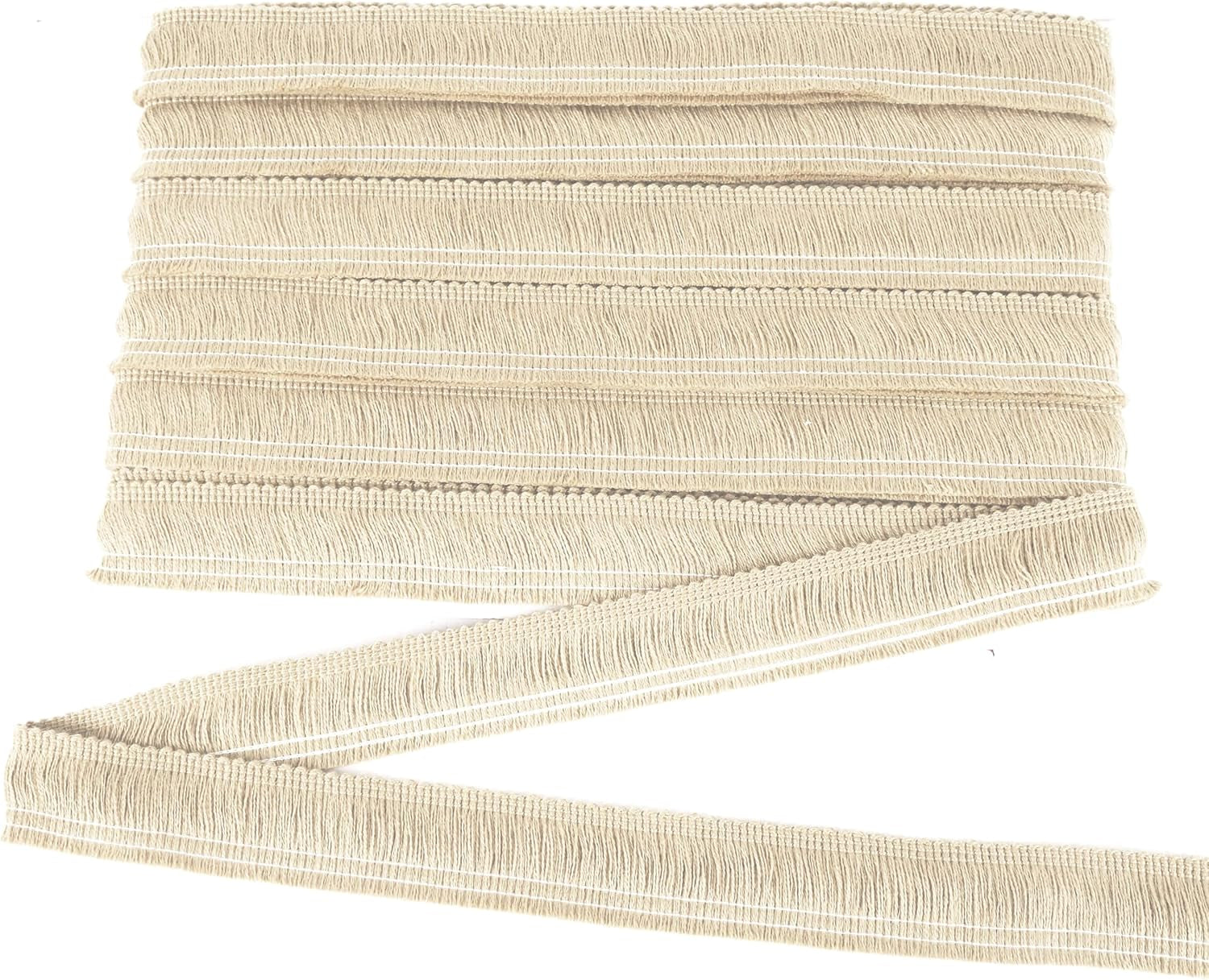 Sewing Fringe Trim 13.7 Yards X 1 Inch Tassel Trim Sewing Accessory Lace for Clothes Home Decoration DIY (Beige)