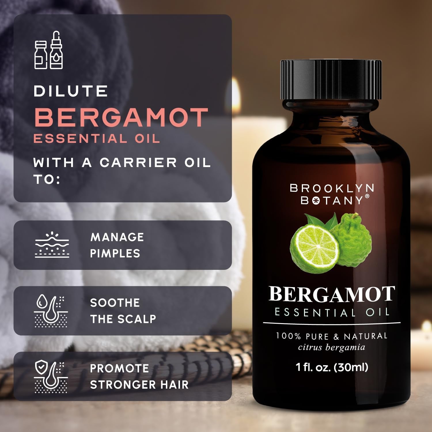 Bergamot Essential Oil – 100% Pure and Natural – Premium Grade Oil with Dropper - for Aromatherapy and Diffuser - 1 Fl Oz