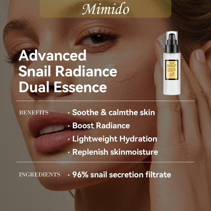 Snail Mucin Serum 96% Snail Secretion Filtrate,Power Repairing Essence for Face,Hydrating Serum for Skin Care(100Ml/3.38 Fl.Oz)