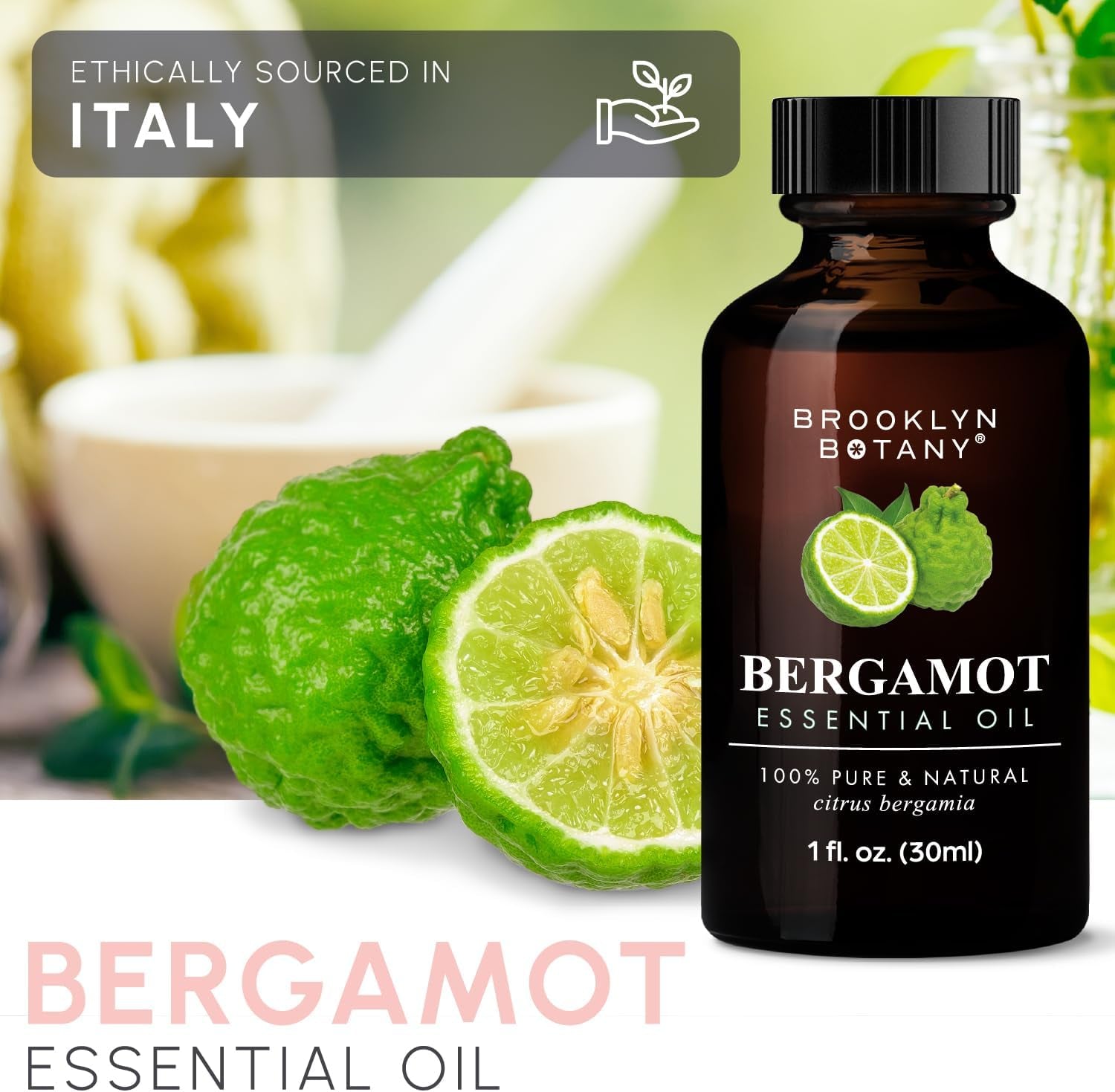 Bergamot Essential Oil – 100% Pure and Natural – Premium Grade Oil with Dropper - for Aromatherapy and Diffuser - 1 Fl Oz