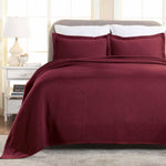 Lightweight Cotton Matelassé Bedspread Set 3-Piece Basketweave Jacquard