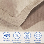 Lightweight Cotton Matelassé Bedspread Set 3-Piece Basketweave Jacquard