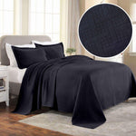 Lightweight Cotton Matelassé Bedspread Set 3-Piece Basketweave Jacquard