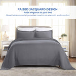Lightweight Cotton Matelassé Bedspread Set 3-Piece Basketweave Jacquard