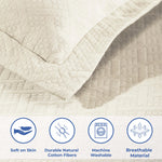 Lightweight Cotton Matelassé Bedspread Set 3-Piece Basketweave Jacquard