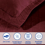 Lightweight Cotton Matelassé Bedspread Set 3-Piece Basketweave Jacquard